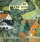 Houses Canvas Paintings - Houses at Unterach on the Attersee